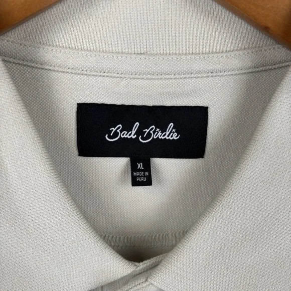 Bad Birdie Reflecting Pond Long Sleeve Polo Shirt Mens XL Beige Golf - Picture 3 of 8